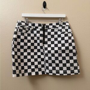 Urban Outfitters BDG Checkered Denim Zip Mini Skirt L